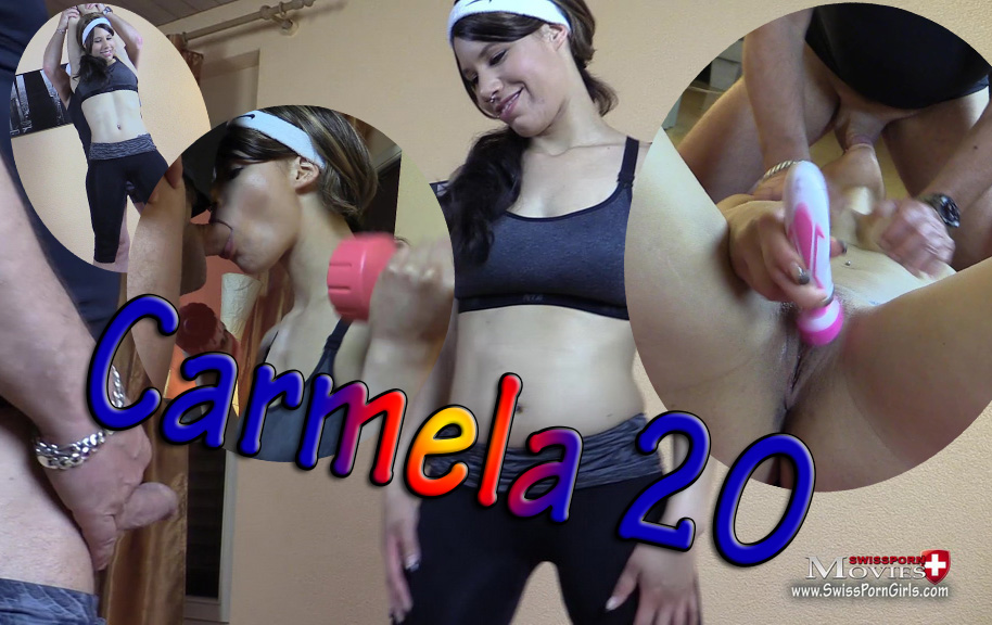 During fitness training, Carmela 20 fucks with a guest